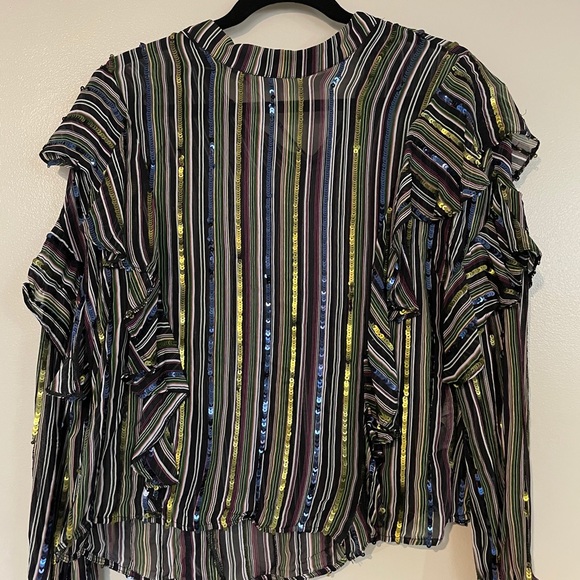 Zara Sequin Ruffle Top - Picture 3 of 4